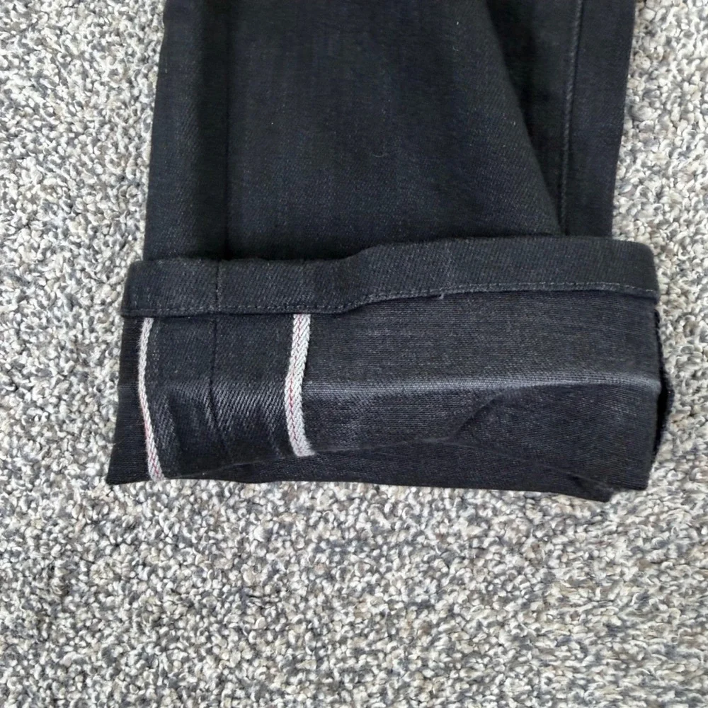 Uniqlo Selvedge Denim Jeans Mens 30x34 Slim Fit Black Stretch Pants Red Line